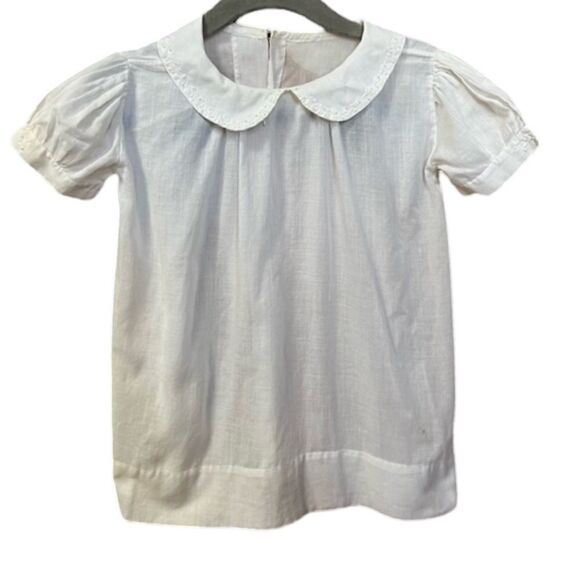 Vintage Handmade MCM 1950s 1960s Girls Peter Pan Collar Prairie Peasant Blouse - Picture 1 of 12